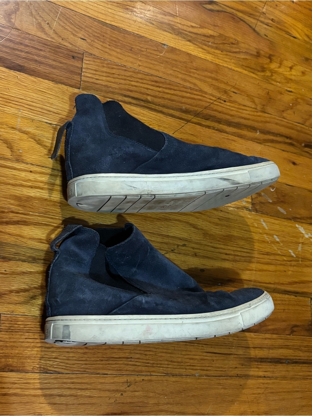 Vince Navy Suede High-Top Slip-On Sneakers Celine Prada Gucci 9 platform shoes
